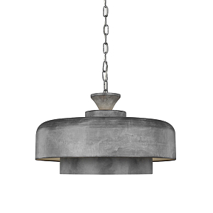 Подвесной светильник с массивным круглым стальным плафоном серого цвета в индустриальном стиле на цепи Feiss