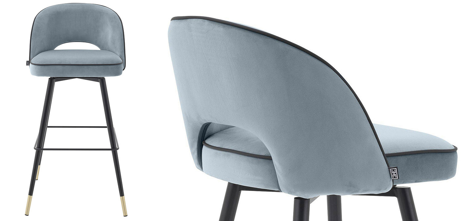 Комплект барных стульев Eichholtz Bar Stool Cliff set of 2 blue Комплект барных стульев Eichholtz Bar Stool Cliff set of 2 blue - Loft-Concept в Красноярске