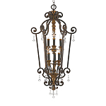 Люстра бронзового цвета с 6-ю лампами и стеклянными подвесками в классическом стиле Quoizel варинант исполнения - 1 | Loft Concept в Красноярске