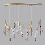 Люстра с золотистыми трубками и прозрачными стеклянными листьями на подвесах Sylva  варинант исполнения - 4 | Loft Concept в Красноярске