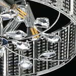 Люстра круглая на цепи цвета хром с прозрачными рельефными хрустальными пластинами Textured Glass Chandelier варинант исполнения - 7 | Loft Concept в Красноярске