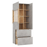 Шкаф-витрина двухдверная с фасадом цвета серый бетон Grace of Furniture варинант исполнения - 3 | Loft Concept в Красноярске