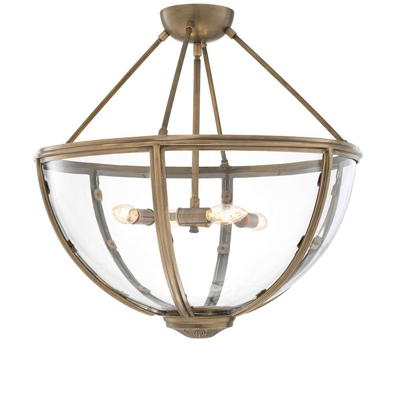 Потолочный светильник Eichholtz Ceiling Lamp Deveraux Antique brass Латунь Античная полированная Прозрачное Стекло в Красноярске | Loft Concept 