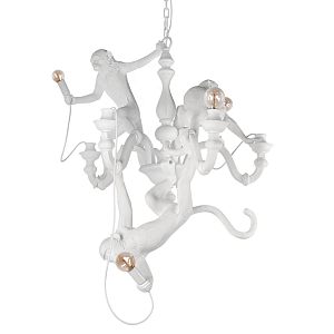 Люстра с тремя фигурами обезьян с лампочками в руках белого цвета Hanging Monkey