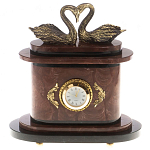 Часы настольные из натурального камня с декором в виде двух лебедей Swans Stone Clock варинант исполнения - 5 | Loft Concept в Красноярске