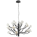 Люстра подвесная черного цвета с ветвями и белыми фарфоровыми цветами Floralis варинант исполнения - 7 | Loft Concept в Красноярске