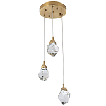 Подвесной светильник с 3-мя хрустальными плафонами Esme Crystal Brass Trio Hanging lamp варинант исполнения - 3 | Loft Concept в Красноярске