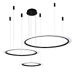 Люстра подвесная светодиодная с тремя черными кольцами и пультом управления Ring Horizontal варинант исполнения - 2 | Loft Concept в Красноярске