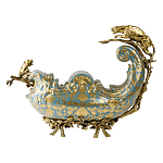 Чаша голубого цвета с оранментом и и бронзовыми фигурами леопардов Eden Garden варинант исполнения - 3 | Loft Concept в Красноярске