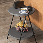 Стол приставной с 2-мя круглыми столешницами цвета антрацит ESSEL SIDE TABLE ANTHRACITE варинант исполнения - 7 | Loft Concept в Красноярске