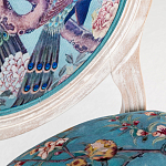 Барный стул из массива бука с изображением птиц и цветов Turquoise Beige Chinoiserie Garden Chair варинант исполнения - 3 | Loft Concept в Красноярске