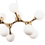 Линейная люстра с плафонами из стеклянных шаров Pearls Suspension Linear Gold Chandelier варинант исполнения - 4 | Loft Concept в Красноярске
