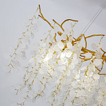 Люстра подвесная с золотистыми ветками и стеклянными подвесками в виде листьев Длина 80 см FAIRYTREE Light варинант исполнения - 4 | Loft Concept в Красноярске