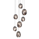 Люстра каскадная с 7-ю круглыми плафонами из рельефного стекла Disc Light варинант исполнения - 1 | Loft Concept в Красноярске