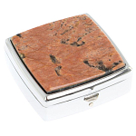 Таблетница карманная квадратная с 2-мя отделениями с зеркалом и накладкой из натурального камня Пегматит Silver Stone Pillboxes варинант исполнения - 1 | Loft Concept в Красноярске