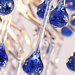 Люстра овальная с синими стеклянными подвесками в форме капель FAIRYTREE Light варинант исполнения - 2 | Loft Concept в Красноярске