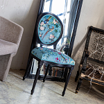 Стул из массива бука бирюзовый с изображением птиц и цветов Turquoise Chinoiserie Birds Garden Chair варинант исполнения - 7 | Loft Concept в Красноярске