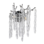 Бра цвета хром с ветвями и прозрачными стеклянными подвесками в виде вытянутых спиральных капель Droplet Chandelier варинант исполнения - 1 | Loft Concept в Красноярске