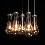 Люстра с 7-ю прозрачными плафонами из стекла в форме капли на круглом потолочном основании цвета хром Lucid Rain  варинант исполнения - 5 | Loft Concept в Красноярске