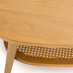 Журнальный стол из массива дуба и декором из плетеного ротанга Reyer Rattan Coffee Table варинант исполнения - 3 | Loft Concept в Красноярске