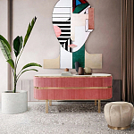 Дизайнерский комод овальный с розовой бархатной обивкой Edith варинант исполнения - 4 | Loft Concept в Красноярске