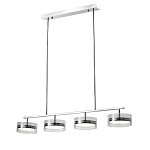 Люстра светодиодная с 4-мя круглыми прозрачными плафонами цилиндрической формы из акрила и стекла с пультом для регулировки света Glass Lamp Chromium варинант исполнения - 1 | Loft Concept в Красноярске