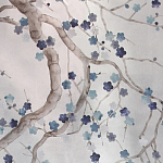 Обои ручная роспись Plum Blossom Inky Hokusai on Sterling Silver gilded silk варинант исполнения - 1 | Loft Concept в Красноярске