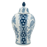 Ваза с крышкой и голубым цветочным рисунком 37 см Blue & White Ornament варинант исполнения - 2 | Loft Concept в Красноярске
