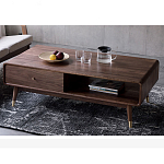 Кофейный стол из дерева с ящиком и нишей для хранения Coffee Walnut Table варинант исполнения - 3 | Loft Concept в Красноярске