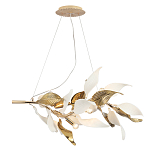 Люстра подвесная с декоративными белыми и золотыми листьями на текстурном основании Wintery flovers варинант исполнения - 2 | Loft Concept в Красноярске