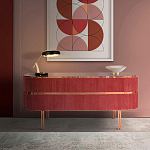 Дизайнерский комод овальный с розовой бархатной обивкой Edith варинант исполнения - 2 | Loft Concept в Красноярске