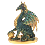 Декоративная статуэтка Дракон Dragon Holding Sphere Green Gold Statuette варинант исполнения - 1 | Loft Concept в Красноярске