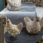 Статуэтка курица с белым цветочным узором и металлическими ножками Rustic Chicken варинант исполнения - 4 | Loft Concept в Красноярске