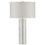 Настольная лампа мраморная с тканевым цилиндрическим абажуром Sharpened варинант исполнения - 4 | Loft Concept в Красноярске