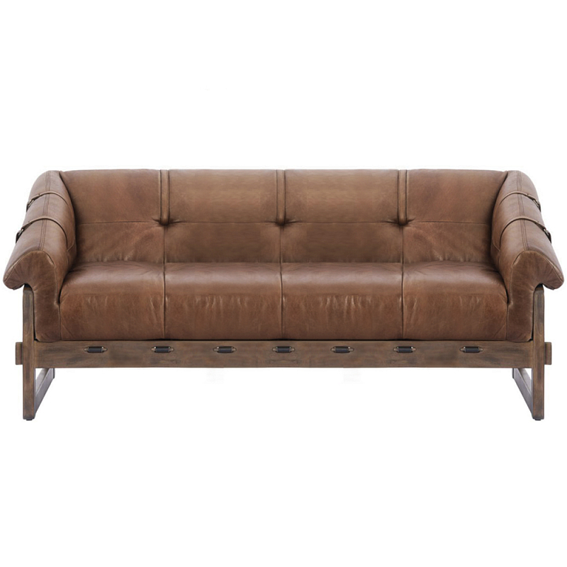 Трехместный диван Duncan винтажная коричневая кожа Коричневый винтаж в Красноярске | Loft Concept 