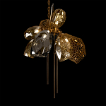 Люстра подвесная со стеклянными плафонами из дымчатого и золотистого с тремя вертикальными подвесками Gilded Mirage  варинант исполнения - 7 | Loft Concept в Красноярске