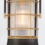 Настенный фонарь цилиндрической формы с рифленым стеклом в золотом каркасе на черном прямоугольном основании Eurofase варинант исполнения - 15 | Loft Concept в Красноярске