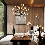 Люстра подвесная черного цвета с ветвями и белыми фарфоровыми цветами Floralis варинант исполнения - 3 | Loft Concept в Красноярске