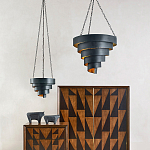 Подвесной светильник в форме спирали черный с золотой внутренней отделкой Warm Glow варинант исполнения - 3 | Loft Concept в Красноярске