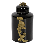 Банка с крышкой из фарфора с бронзовым цветочным элементом Eden Garden варинант исполнения - 1 | Loft Concept в Красноярске