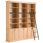 Книжный шкаф из массива сосны с металлической лестницей Burton Wood Cabinet варинант исполнения - 4 | Loft Concept в Красноярске