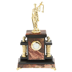 Часы настольные бронзовые из натурального камня Яшма с декором в виде Фемиды Themis Stone Clock варинант исполнения - 1 | Loft Concept в Красноярске