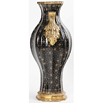 Ваза черного цвета из фарфора с золотистым узором и бронзовыми ручками Высота 39.5 см Eden Garden porcelain and bronze варинант исполнения - 2 | Loft Concept в Красноярске