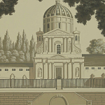 Обои ручная роспись Monuments of Paris Terre Foncée on scenic paper варинант исполнения - 2 | Loft Concept в Красноярске