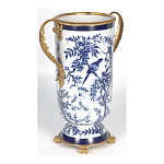 Ваза с бронзовыми ручками и синим цветочным узором Blue & White Ornament варинант исполнения - 2 | Loft Concept в Красноярске