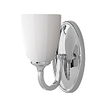 Бра для ванных комнат с белым стеклянным плафоном в форме бокала на овальном основании цвета хром с изогнутым держателем Feiss варинант исполнения - 1 | Loft Concept в Красноярске