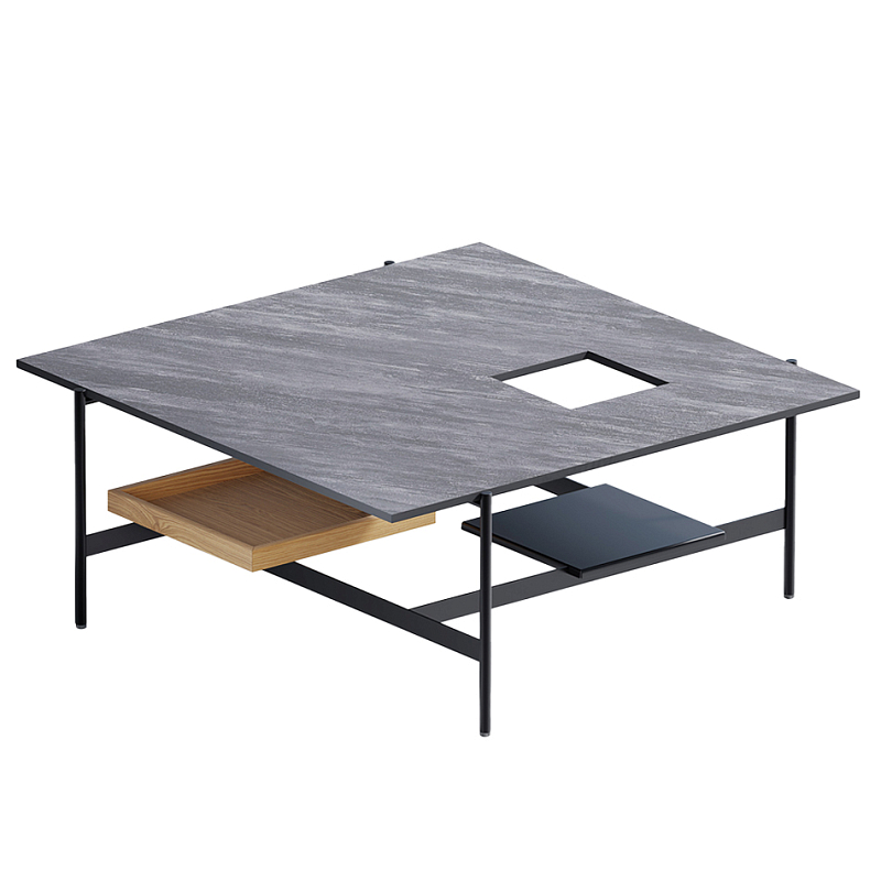 Karat журнальный столик цвета серый камень с съемным подносом Серый Черный в Красноярске | Loft Concept 