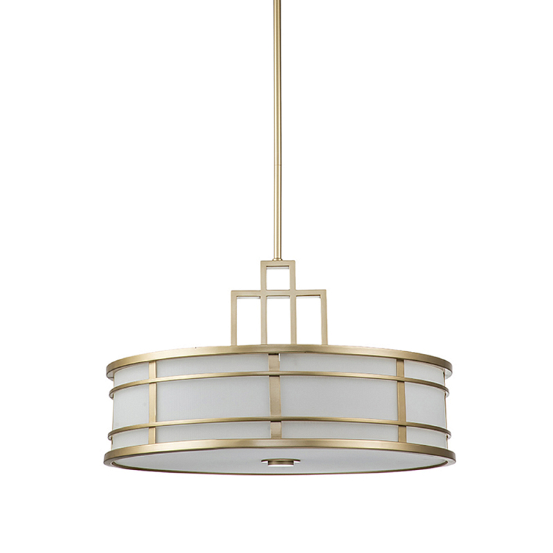 Подвесной светильник цвета латунь с белым матовым плафоном с геометрическим рисунком Feiss Латунь Белый в Красноярске | Loft Concept 