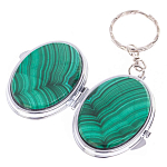 Зеркало брелок карманное двухстороннее из натурального камня Малахит Stone Mirrors варинант исполнения - 2 | Loft Concept в Красноярске