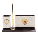 Настольный письменный набор из мрамора с часами и ручкой Marble Accessory варинант исполнения - 1 | Loft Concept в Красноярске
